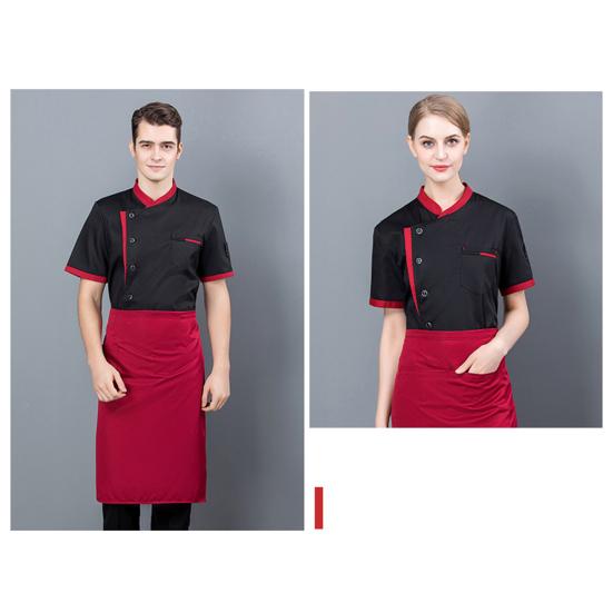 Chef Uniform Unisex Short Sleeves Breathable Comfortable Stand Collar Patch Pocket Jacket Restaurant Kitchen Baker Cook Uniform Shirt Culinary Work