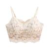 Romantic Floral Lace Beautiful Back Small Chest Gathering No Steel Ring Bra Fixed Cup Upper Support Sweet Temperament Bra Underwear