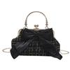 High-value French fashion bag 2025 new retro bow underarm messenger bag wedding foreign handbag