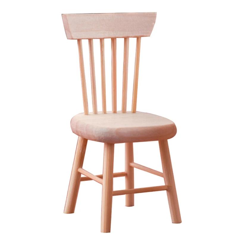 1/12 Dollhouse Miniature Furniture Wooden Chair High Chair Dollhouse Accessories - For Dollhouse Decoration