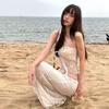 Island Chic: Sexy Lace Bandeau Swimsuit & Split Long Dress for Women
