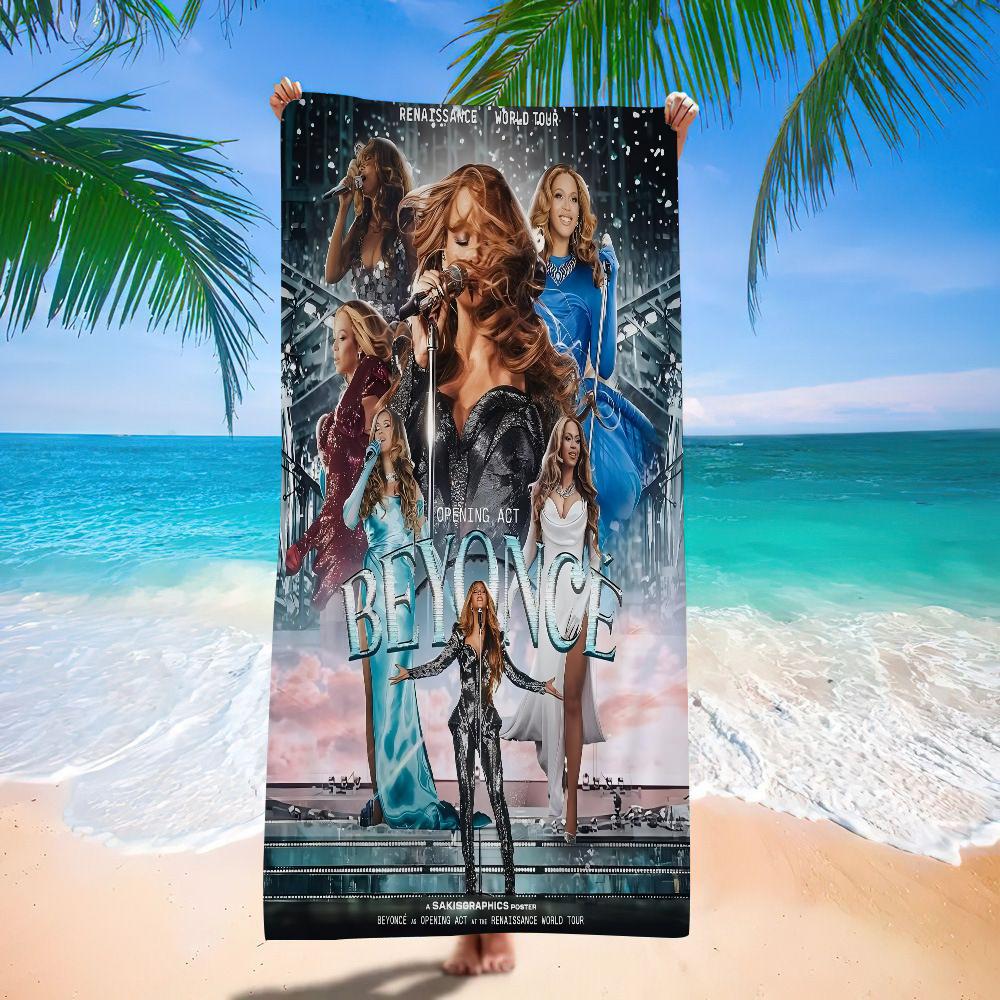 Beyonce Super Singer Microfiber Printed Beach Towel Mountain Climbing Yoga Beach Swimming Running Absorbent Soft Towel