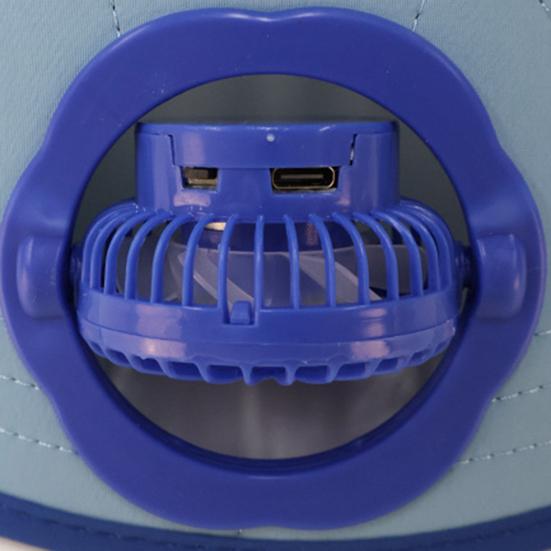 Dětský sluneční klobouk Kreslený tvar Extra široký okraj Ochrana celého obličeje proti UV záření Solární ventilátor Chladicí síťovina Prodyšný letní klobouk