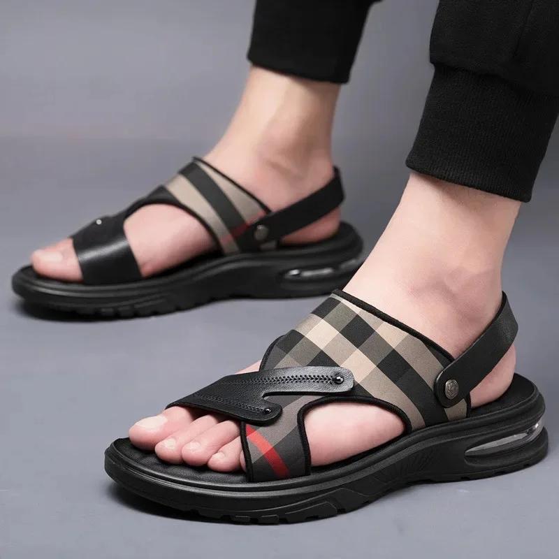 New Men's Sandals High Quality Cowhide Leather Sandals Designer Casual Sport Sandals for Men Non Slip Beach Sandalias Big Size47