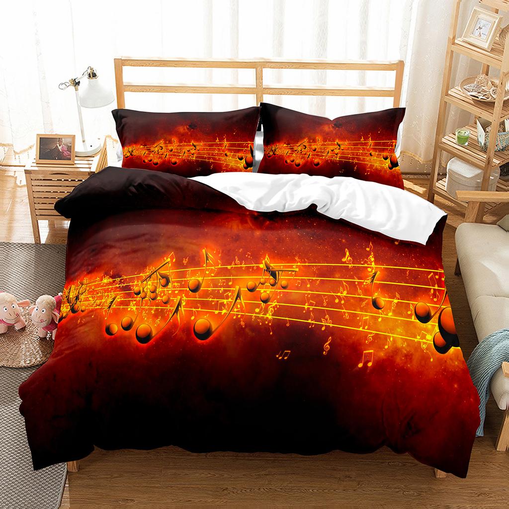 Piano Pattern Duvet Cover Queen King Size Classic Music Themed Bedding Music Pattern Geometric Stripes Room Decor 3 Piece Set