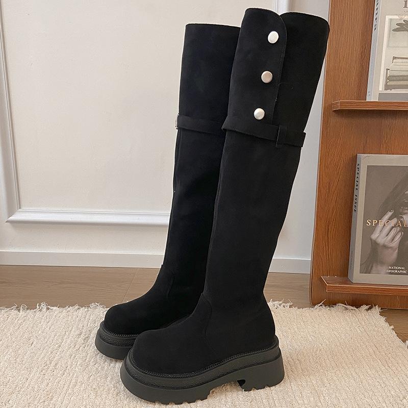 Modified Boots Two Wear Folded Thick-soled Boots Children's 2025 Autumn and Winter New Thick Heel Knee Knight Boots