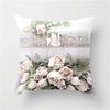 Retro Oil Painting Style Rose Flower Cushion Cover Pink Semi-Double Large Floral Sofa Decorative Throw Pillow