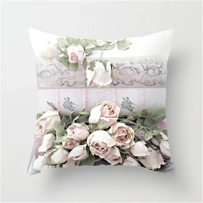 Kissenbezug im Retro-Ölgemäldestil mit Rosenblume, Pink, Halbgefüllt, Groß, Floral, Sofa-Dekokissen