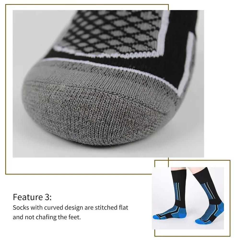 DIZETION 1 Pair Winter Warm Thickening Ski Stockings Hiking Socks For Women Men Children Anti-Cold Outdoor High Sports Stockings