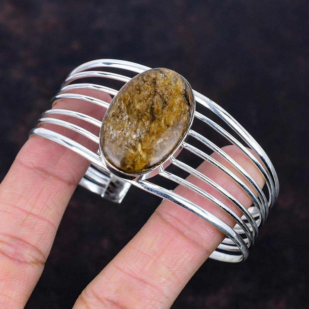 Bronzite Cuff Bracelet Gemstone Jewelry Unique Bangle 925 Sterling Silver Cuff Bracelet Adjustable Bangle Handmade Jewelry Anniversary Gifts