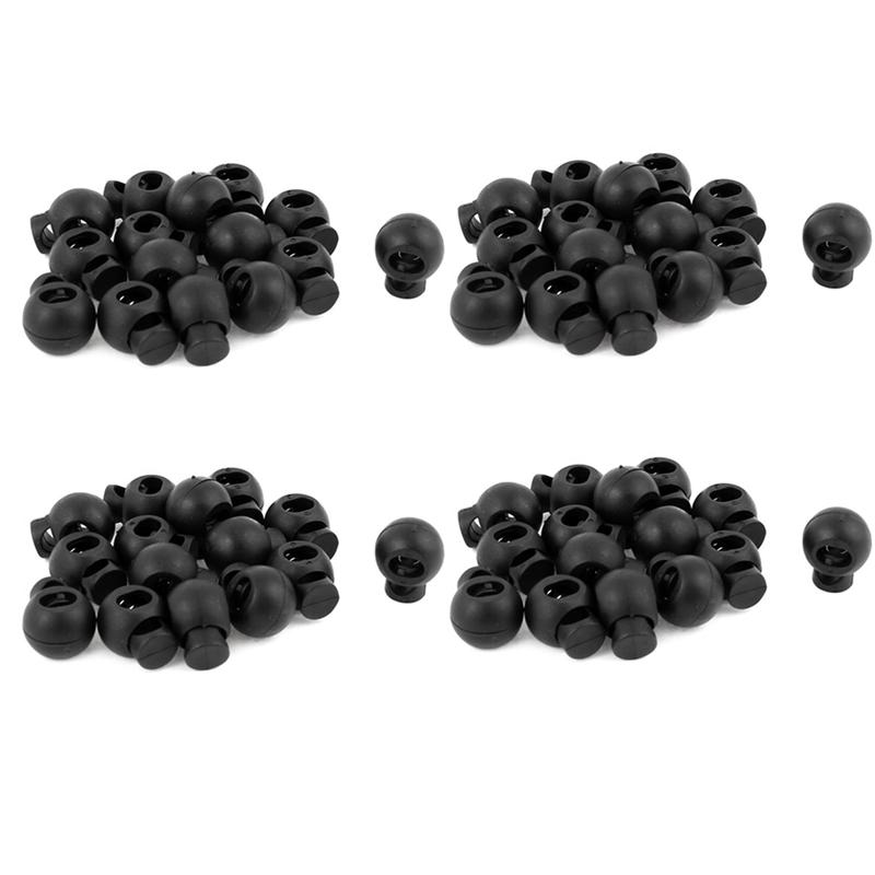 

ABUL-Adjustable Round Toggle Spring Loaded Rope Lanyard Cord Locks 60 Pcs чёрный
