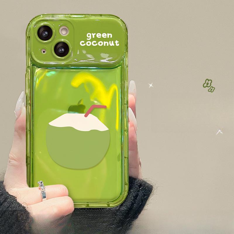 Applicable à la coque de téléphone portable Apple 15 IPhone 14 Été Cool Lanière Noix de Coco 13pro Miroir à Rabat Xs Transparent