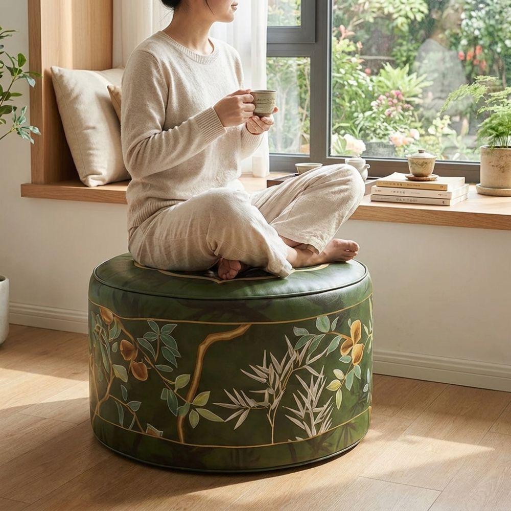 PU Leather Sofa Stool Cover Large Capacity Storage Bag Multi-functional Floor Seat Cushion Bedroom