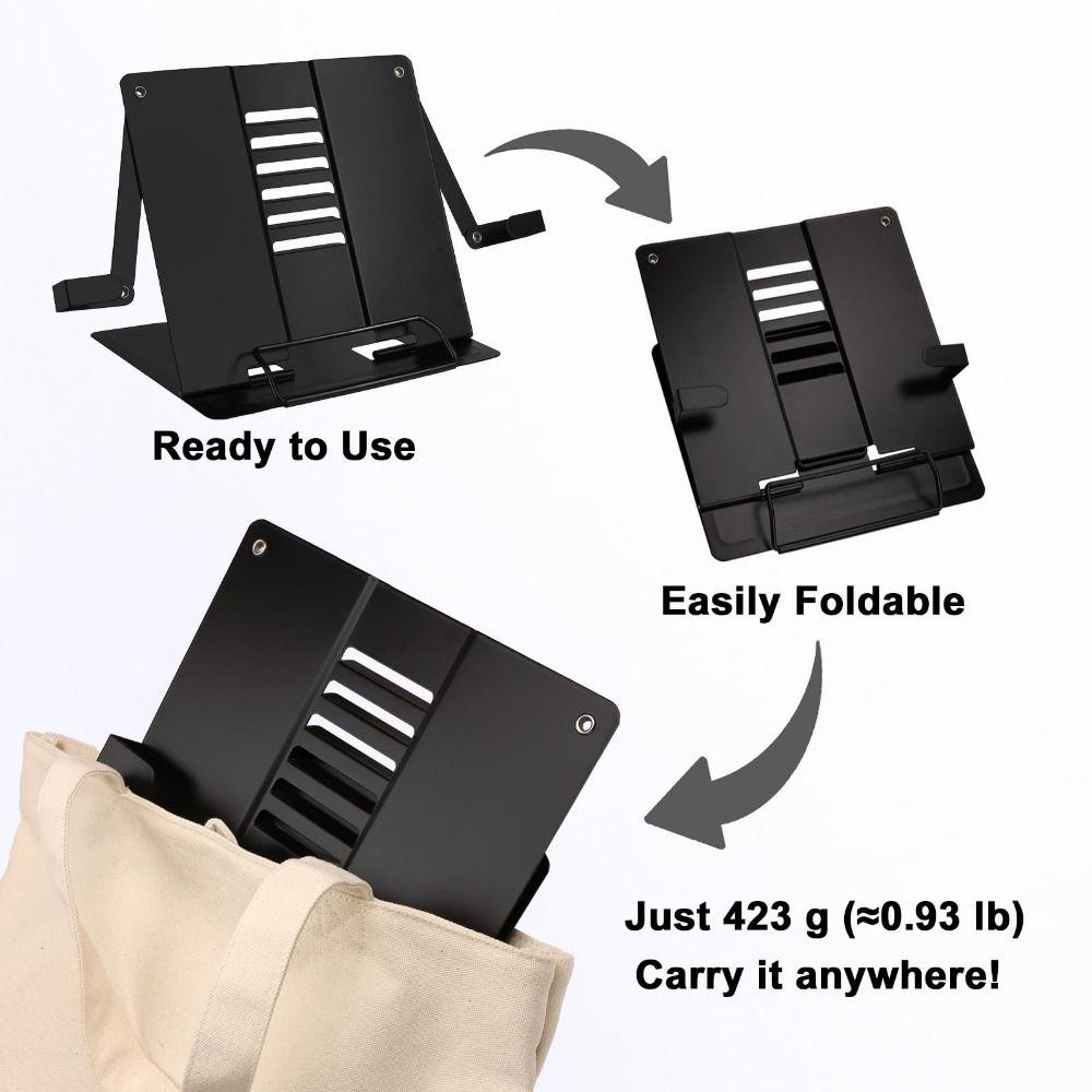 Heavy Duty Metal Desk Book Holder 6 Adjustable Positions Document Holder  Reading Support