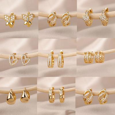 Náušnice z nehrdzavejúcej ocele pre ženy Geometrické Motýľové Twist Srdce Zirkónové Náušnice Minimalistické Svadobné Estetické Šperky Darček