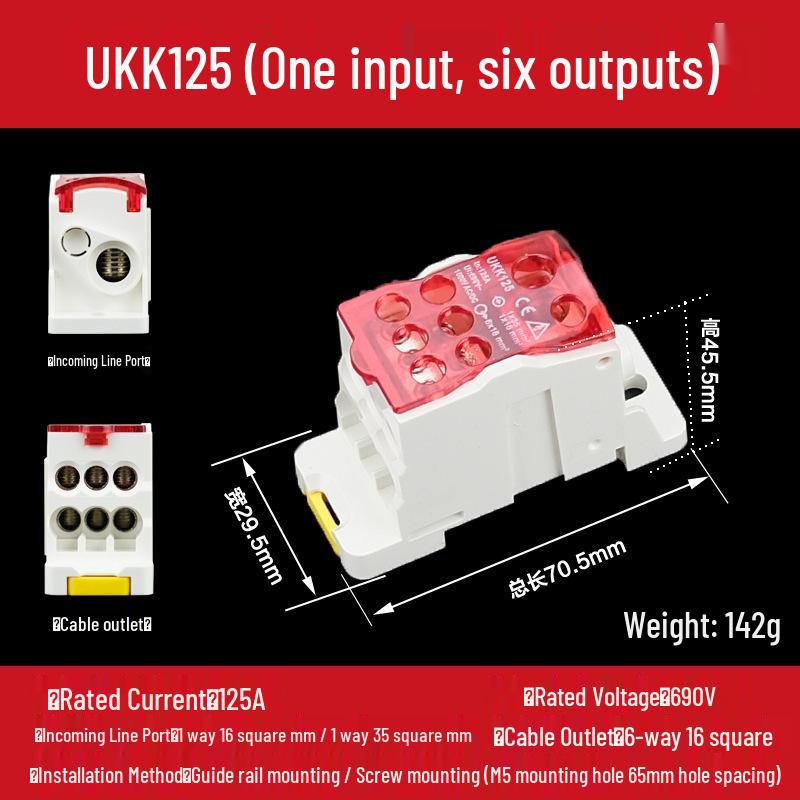 DIN Rail Multi-Out Terminal Block UKK80A-500A Neutral Blocks