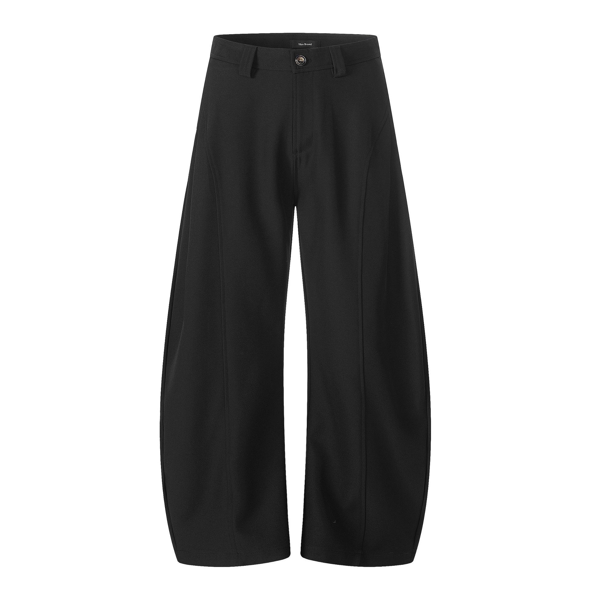 

Yongfang Unisex Curved Blade Suit Pants, Loose Pleated Drape, Casual Wide-Leg Banana Style Small чорний