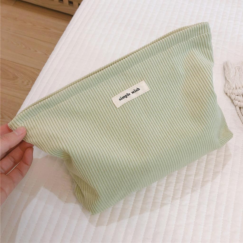135 Solid Color Makeup Storage Pouch Wear-resistant Corduroy Toiletries Cosmetic Organizer Bag for Women and Teen Girls