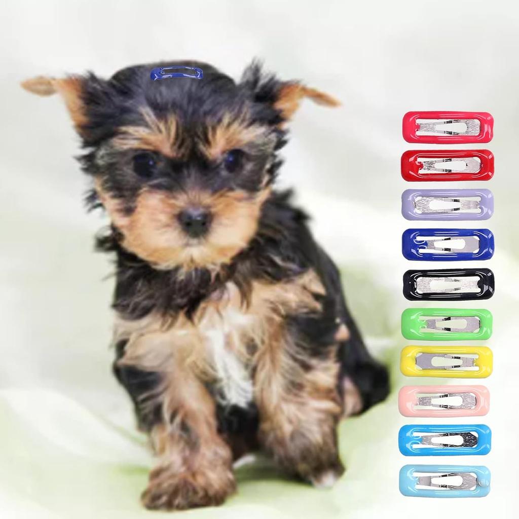 AYNEFY Small Pet Hair Clips,50Pcs Small Pet Hair Barrettes Small Pet Grooming Colored Hairpin Metal Snap Hair Clips for Bunny Chinchilla Guinea Pig