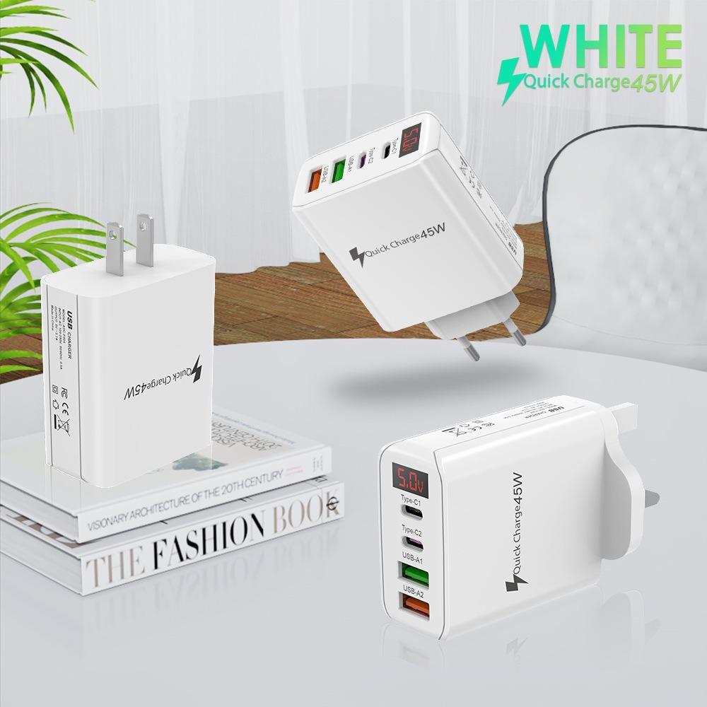 Type C Multi-Port Fast Charger Head - USB, Flash Charge, US/EU/UK Standards