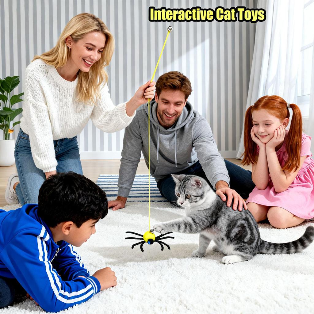 Cat Door Toy Hangable Fake Spider Game Elastic String Stimulating Cat Toys For Puppy Kitten Small Medium Large Breed Pet