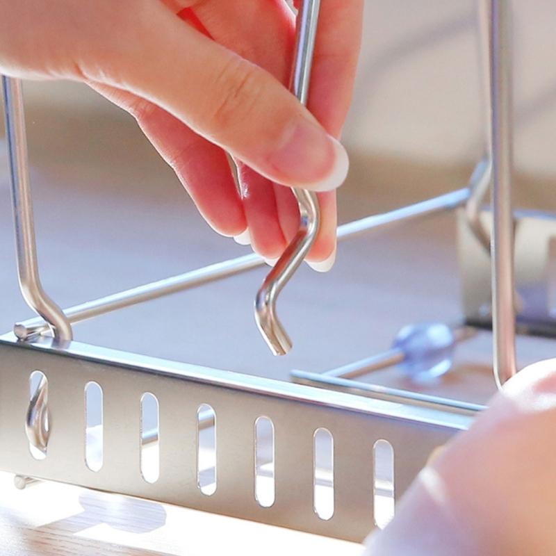 Steel Adjustable Pot Lid Rack Wall Mounted Organizers For Kitchen Storage Solution with Tool Easy Setups for Kitchen Use