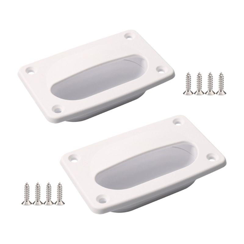 Boat Compartment Pull Handle Set of 2, Flush Mount Recessed Door Pull with Screws for Cabinet Doors and Access Panels