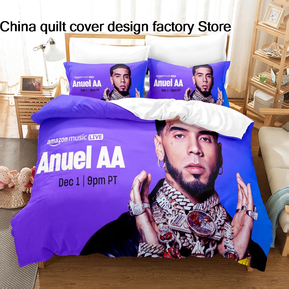 Duvet Cover Pillowcase Rapper Real Hasta La Muerte Bed Linen for Bedroom Decor All Sizes Available 3D Anuel AA Bedding Set 3Pcs