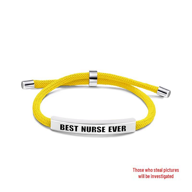 Multi-Color Engraved Stainless Steel Rope Bracelet: Nurse's Day Commemorative Christmas Gift