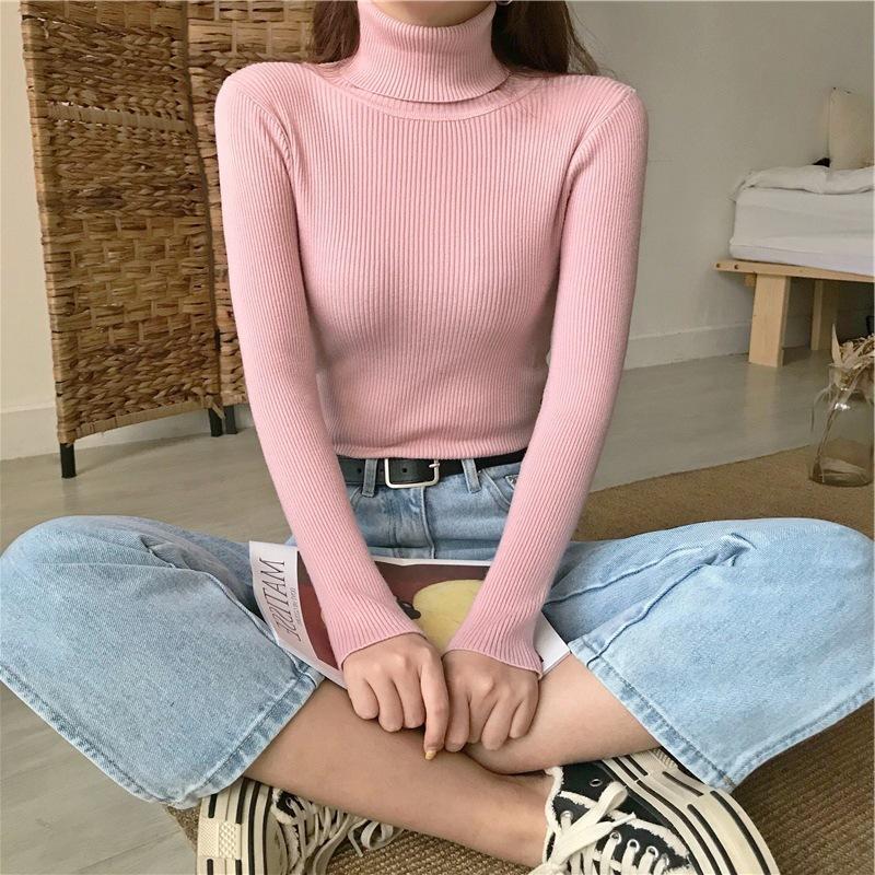 Pullover lavorati a maglia sexy sottili da donna Maglione autunno inverno dolcevita Maglioni femminili Abiti elasticizzati taglie forti