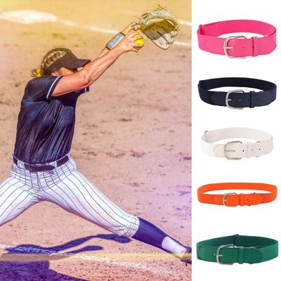 Teenager Elastic Baseball Softball Belt Adjustable Length Alloy Buckle Belt Solid Color Imitation Leather Belt