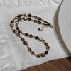 Maillard Coffee Pearl Necklace with Tiger's Eye Beads for Women