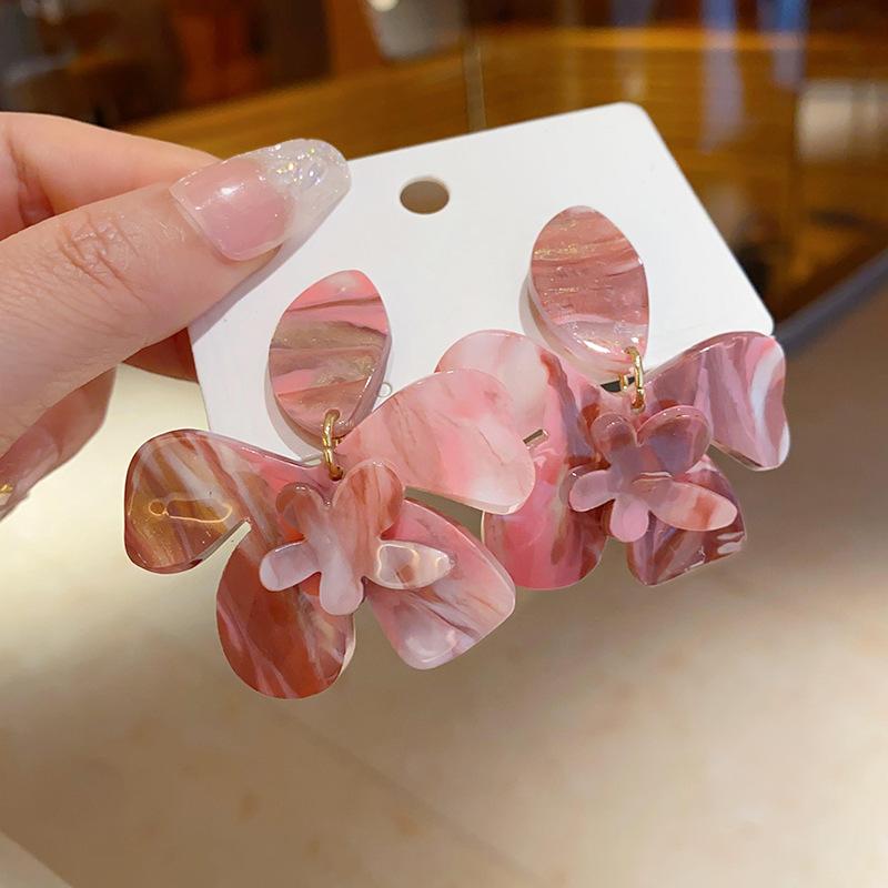 Silver needle Mori flower resin smudged earrings niche fashion atmosphere earrings literary small fresh versatile earrings