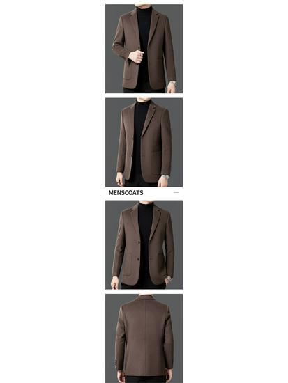 Men's Wool Suit with Goose Down Liner - Fashionable Autumn/Winter Double-Sided Casual Overcoat for Young and Middle-Aged.