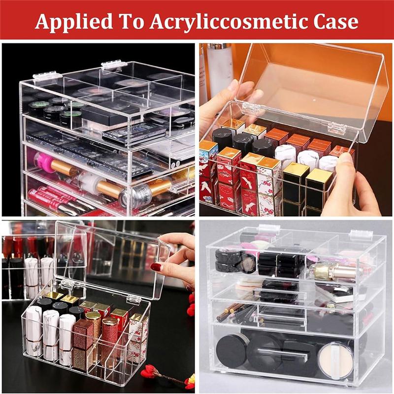 A03F-Plastic DIY For Box Door Buckle Set, 15Pcs Acrylic Hinges Kit Self-Adhesive Latch Buckles No Punch Needed Piano Hinge