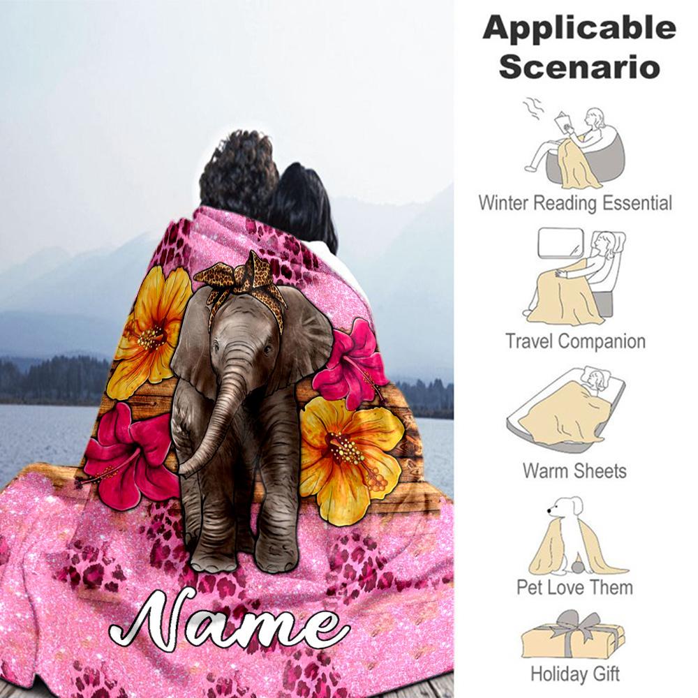 Elephant22 Customize Your Name Blanket Throw Personalized Blanket Soft & Cozy Throw For Seaside Home Decor Office Chair Livingroom