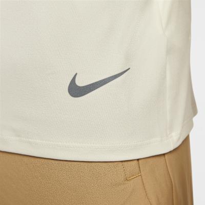 Men's Nike Dri Fit T Shirts Men's Ecru Stand Collar Moderate Straight Fit