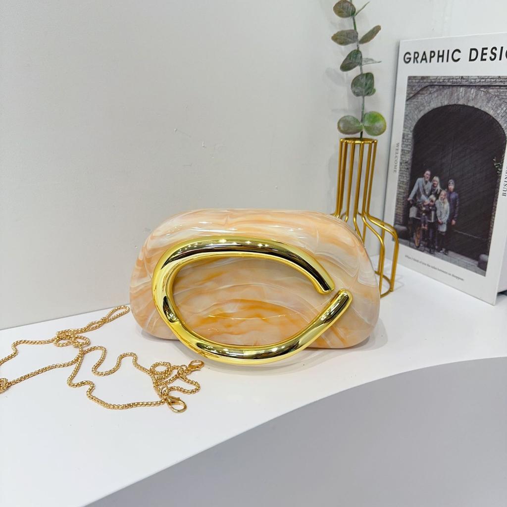 Women's Trendy Chain Crossbody Shoulder Bag Handbag Acrylic Wedding Evening Bag Shell Formal Clutch Purse for Women Evening Bag Formal Clutch Purse