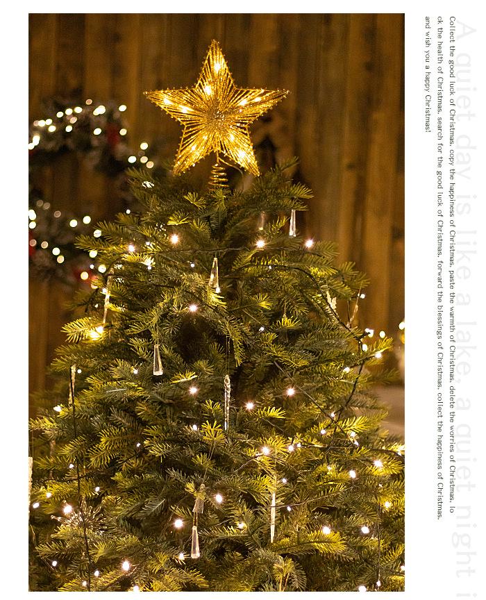 Luminous Wrought Iron LED Pentagram Tree Topper Star Decoration