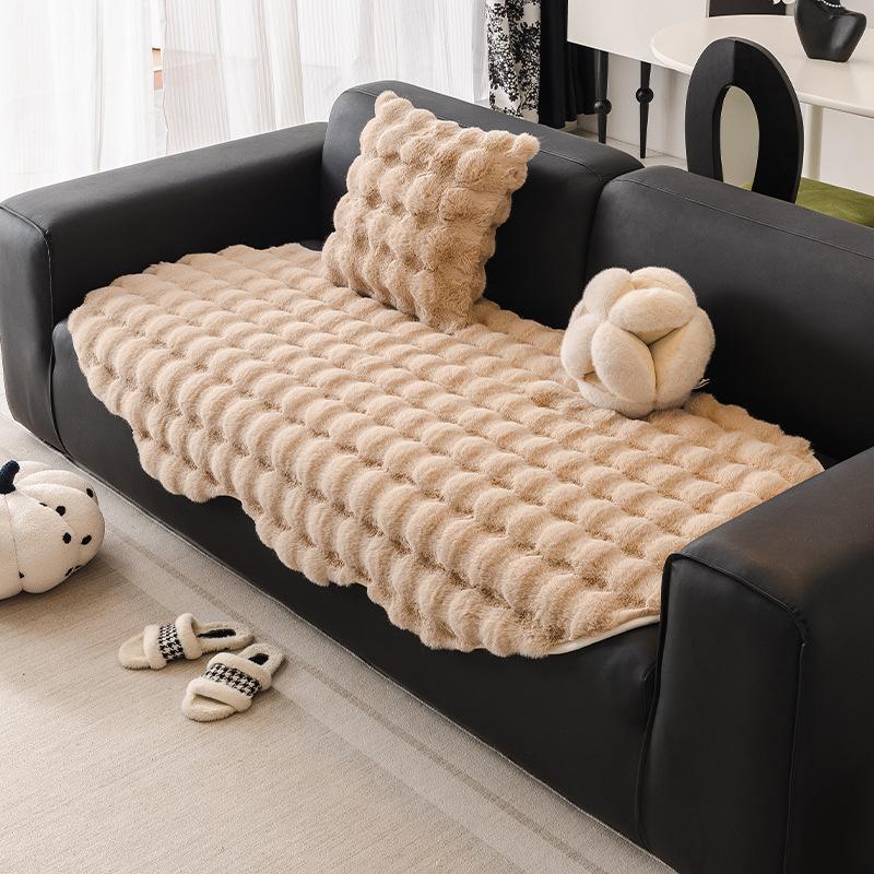 Special-Shaped Irregular Sofa Cushion Autumn And Winter Thickened Plush Straight-Breasted Leather Sofa Seat Cushion  New High-End Cover Cloth