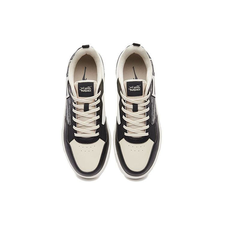 Hongxing Erke Cashew Flower Wear-Resistant Non-Slip Low-Top Skate Shoes Men sneakers Black White 51122301020-001