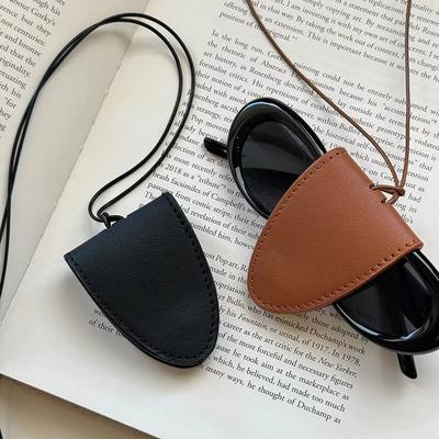 Portable Hanging Neck Glasses Storage Bag Pendant PU Leather Travel Sunglasses Magnetic Bag Accessories for Men and Women