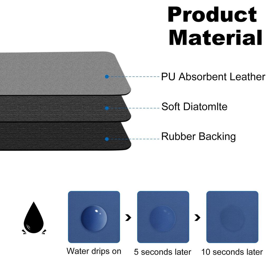 uxcell Coffee Quick Dry Dish Drying Stain Rubber Absorbent Mat for Coffee Kitchen Counter Coffee Kitchen Draining 80 x 40 Dark Grey Mat, Mat, Hider,