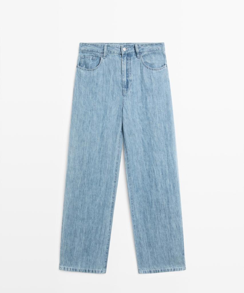 Masimodutti 100% Linen High-Rise Barrel Fit Jeans