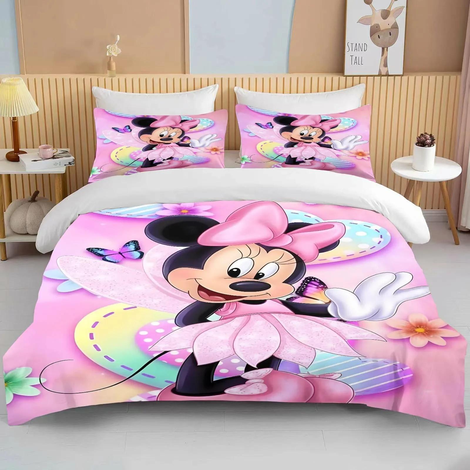 

Minnie Mouse Bedding Sets Soft Comforter Cover Bed Cover Duvet Cover Pillow Case 2-3 Pieces Sets Bedroom Decoration US Queen 228x228cm