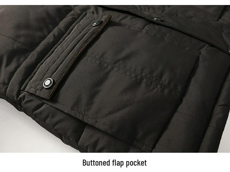 Chaqueta de Invierno para Hombre de Algodón de Longitud Media con Terciopelo Plus, Talla Grande, Cálida para Personas de Mediana Edad y Mayores