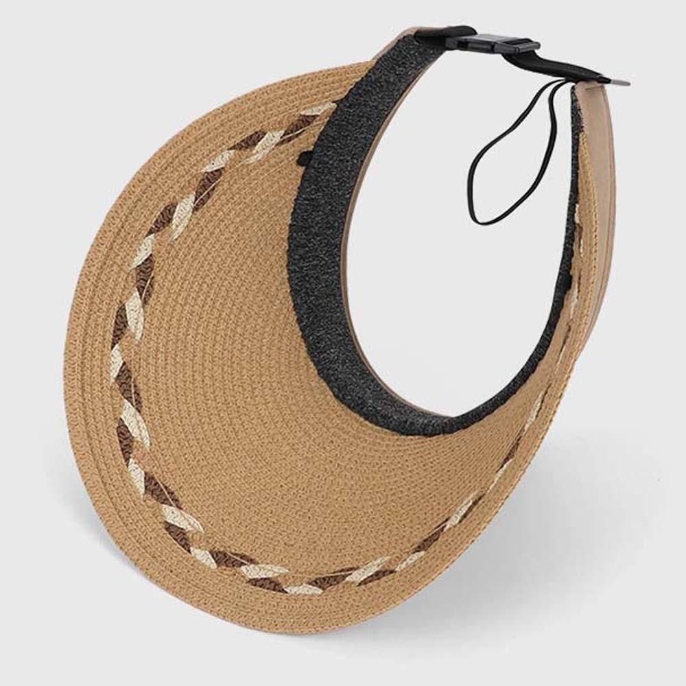 Portable Wide Brim Woven Cap Solid Color Sunscreen Empty Top Hat Travel Straw Visor Cap  Summer
