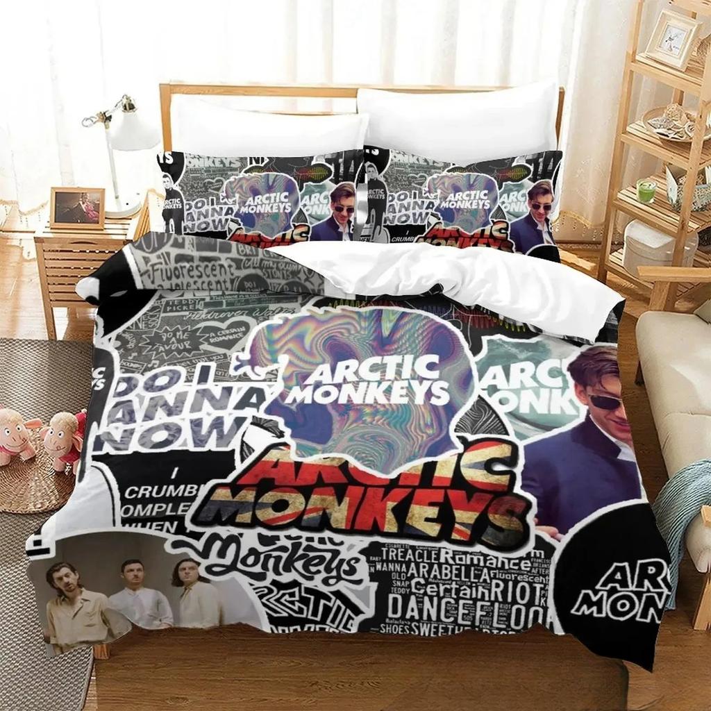 3D Printed Arctic Monkeys Music Band Bedding Set Duvet Cover Bed Set Quilt Cover Pillowcase Comforter King Queen Size Boys Adult
