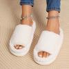 Fashion Thick Sole Open Toe Home Slippers Women Autumn Winter Warm Plush Slides Ladies Bedroom Soft Sole Light Slippers Shoes