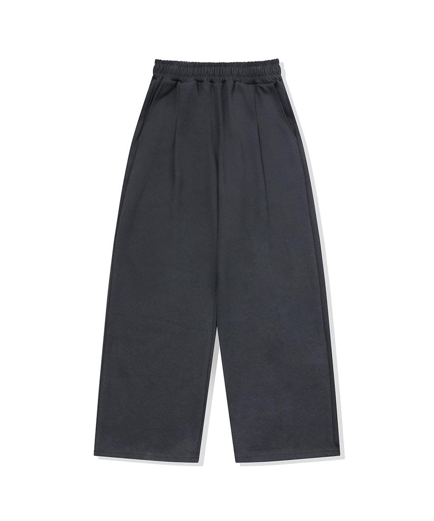 CHAMBROS Point Logo Pintuck Wide Sweatpants [Dark Grey]